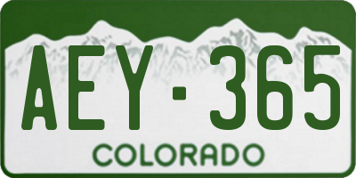 CO license plate AEY365