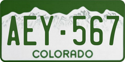 CO license plate AEY567