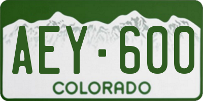 CO license plate AEY600