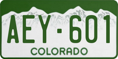 CO license plate AEY601
