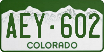CO license plate AEY602