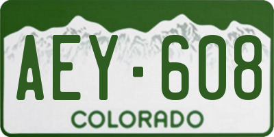 CO license plate AEY608
