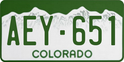 CO license plate AEY651