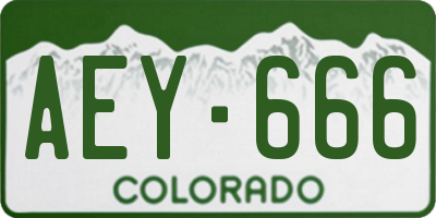 CO license plate AEY666