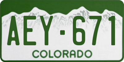 CO license plate AEY671