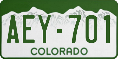 CO license plate AEY701