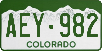 CO license plate AEY982