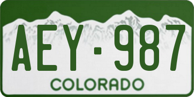CO license plate AEY987