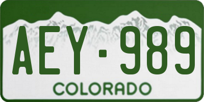 CO license plate AEY989