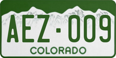 CO license plate AEZ009
