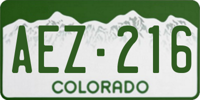 CO license plate AEZ216