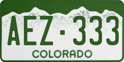 CO license plate AEZ333