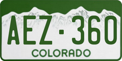 CO license plate AEZ360