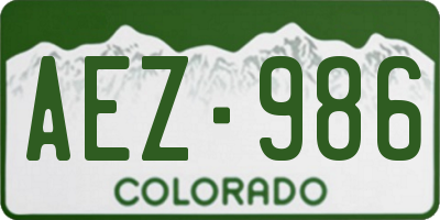 CO license plate AEZ986