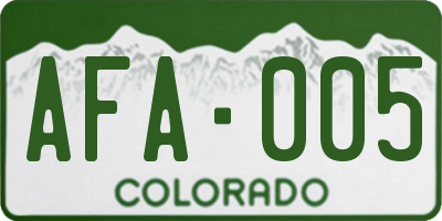 CO license plate AFA005