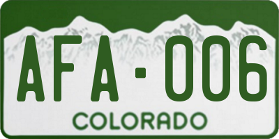 CO license plate AFA006