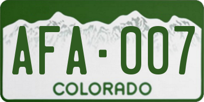 CO license plate AFA007