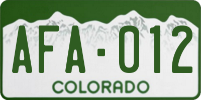 CO license plate AFA012