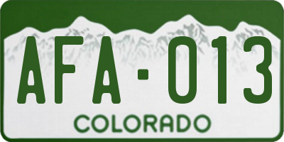 CO license plate AFA013