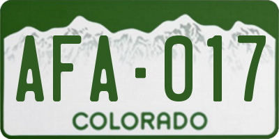 CO license plate AFA017