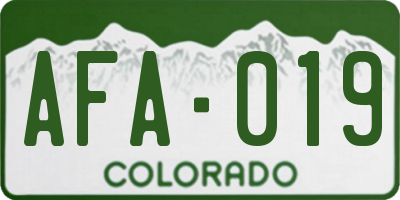 CO license plate AFA019
