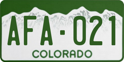 CO license plate AFA021