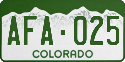 CO license plate AFA025