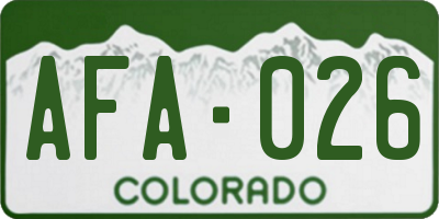 CO license plate AFA026