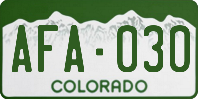 CO license plate AFA030