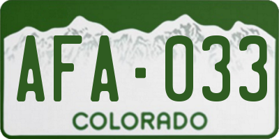 CO license plate AFA033