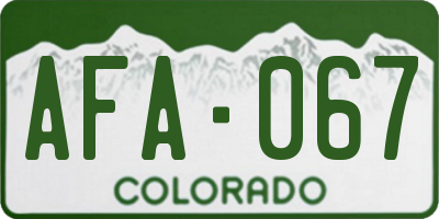 CO license plate AFA067