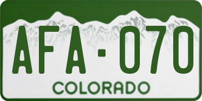 CO license plate AFA070