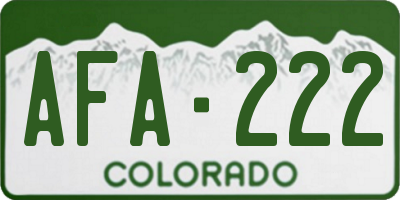 CO license plate AFA222