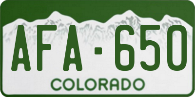 CO license plate AFA650