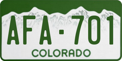 CO license plate AFA701