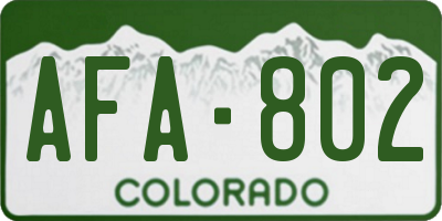 CO license plate AFA802