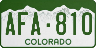 CO license plate AFA810