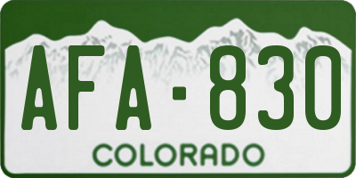 CO license plate AFA830