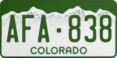 CO license plate AFA838