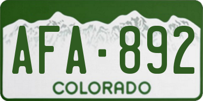 CO license plate AFA892