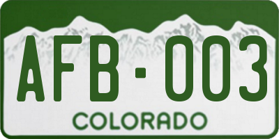 CO license plate AFB003