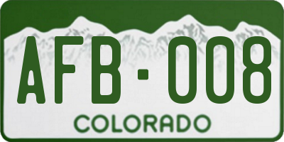 CO license plate AFB008