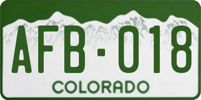 CO license plate AFB018