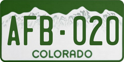 CO license plate AFB020