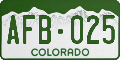 CO license plate AFB025