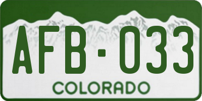 CO license plate AFB033