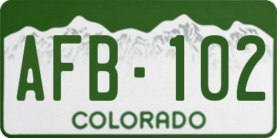 CO license plate AFB102