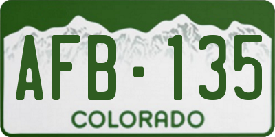 CO license plate AFB135