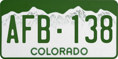 CO license plate AFB138