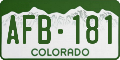 CO license plate AFB181